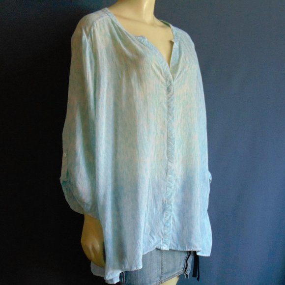 Foxcroft Tops - Foxcroft Easy Care Tencel Blue Pattern Tunic 22W